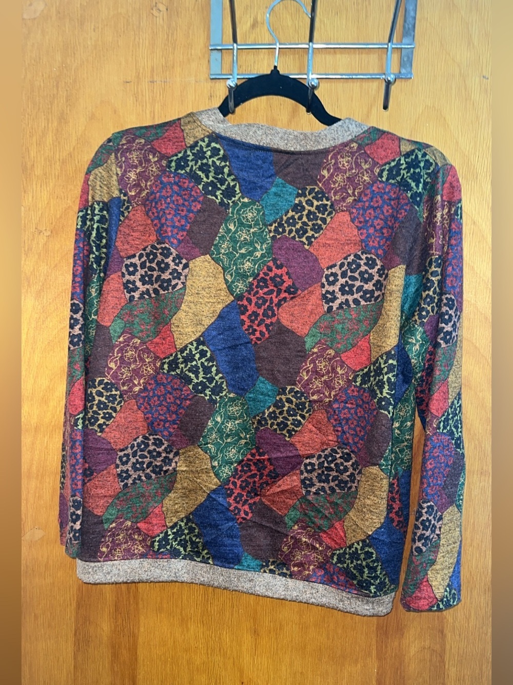 Sugar Multicolor Patchwork V-Neck Cardigan vintage Sweater size M - Picture 5 of 7